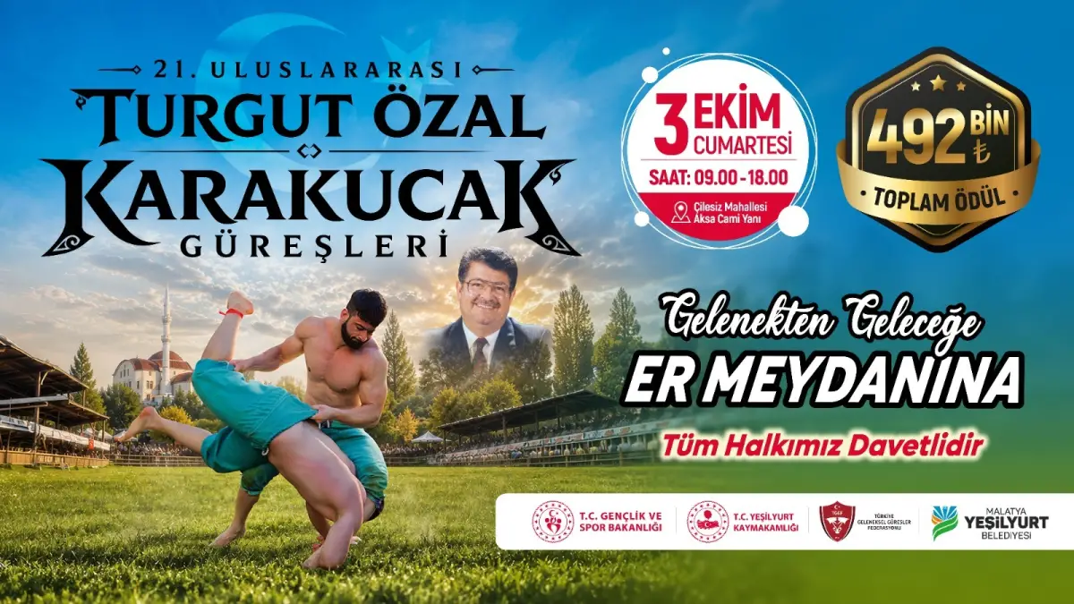 21. Uluslararası Turgut Özal Karakucak Güreşleri 3 Ekim’de Düzenlenecek